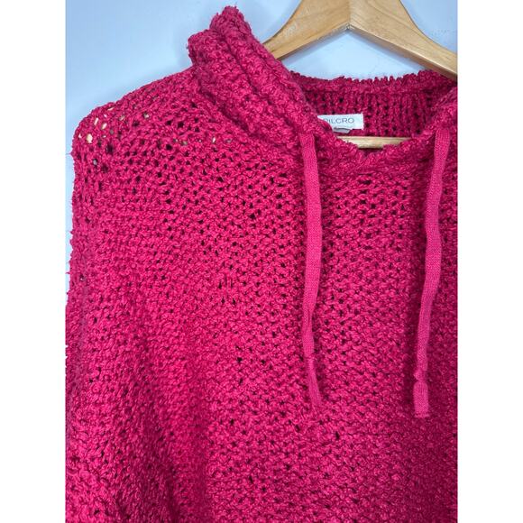 Anthropologie Pilcro NWOT Sailcloth Hooded Sweater Red Raspberry Oversized Sz M - Picture 2 of 7